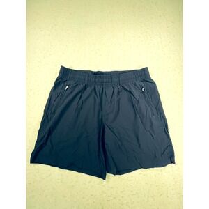 All In Motion Athletic Training Shorts Mens Large Navy Blue Stretch Zip Pocket